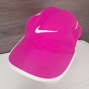 Nike Featherlight Hat Cap Adjustable Dri-Fit Pink White Vented Running Tennis